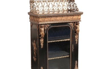 A NAPOLEON III EBONISED AND PARCEL GILT PIER CABINET late 1...
