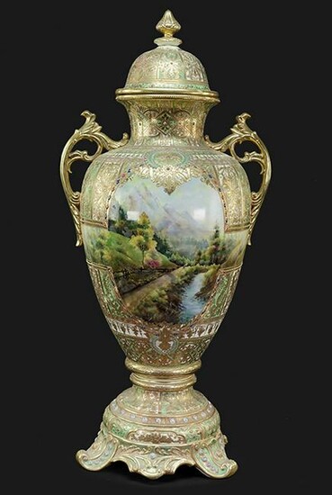A Nippon Porcelain Covered Urn.