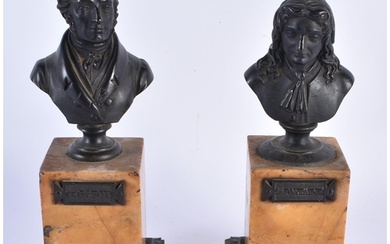 A PAIR OF 19TH CENTURY FRENCH GRAND TOUR BRONZE AND SIENNA M...