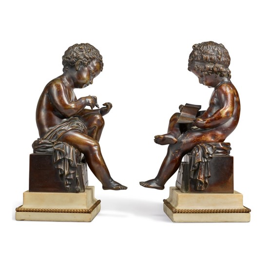A PAIR OF FRENCH BRONZE PUTTI, 19TH CENTURY