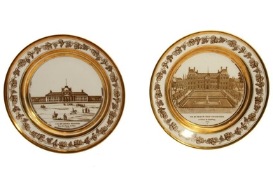 A PAIR OF FRENCH GILT PORCELAIN PLATES, 19TH C.