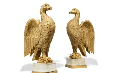 A PAIR OF GILTWOOD EAGLES, EARLY 20TH CENTURY