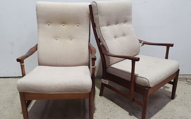 A PAIR OF MID-CENTURY TEAK LOUNGE CHAIRS
