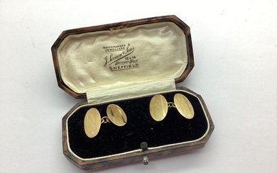A Pair of Chester Hallmarked 9ct Gold Cufflinks, the engine ...