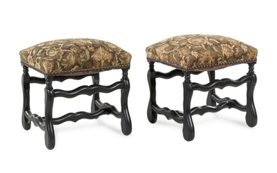 A Pair of Louis XIII Style Ebonized Tabourets