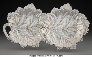 A Pair of Reed & Barton Silver Leaf-Form Serving Dishes (1934)