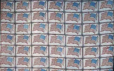 A RARE ALL AMERICAN FLAGS PATRIOTIC QUILT