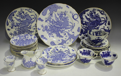 A Royal Worcester Blue Dragon pattern part service, early 20th century and later, including coffee p