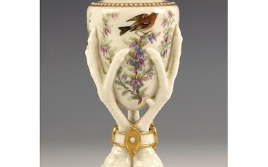 A Royal Worcester porcelain vase, mid 19th century, the cent...
