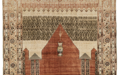 A SILK TABRIZ PRAYER RUG NORTH WEST PERSIA, CIRCA 1890