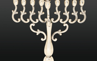A STERLING SILVER HANNUKAH LAMP