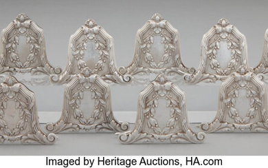 A Set of Twelve Jean Puiforcat Silver Place Card Holders Retailed by Cartier (mid to late 19th century)