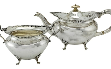 A Silver Victorian Style Tea Pot and Sugar Basin Teapot by L and Co., hallmarked for Glasgow 19...