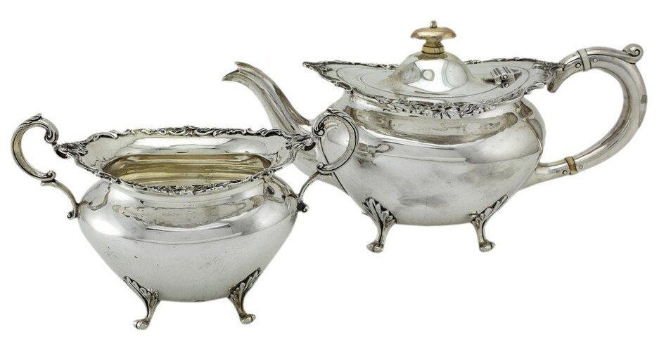 A Silver Victorian Style Tea Pot and Sugar Basin Teapot by L and Co., hallmarked for Glasgow 19...