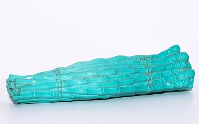 A Turquoise Glazed Bamboo Shaped Arm Rest