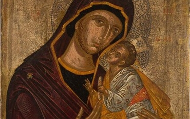 A VERY FINE ICON SHOWING THE SWEET-KISSING MOTHER OF