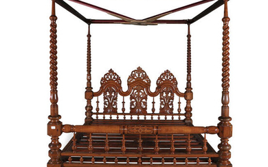 A VICTORIAN MAHOGANY FOUR POSTER BED, in 17th...