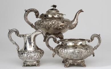 A Victorian Silver Circular Three Piece Tea Service, by...