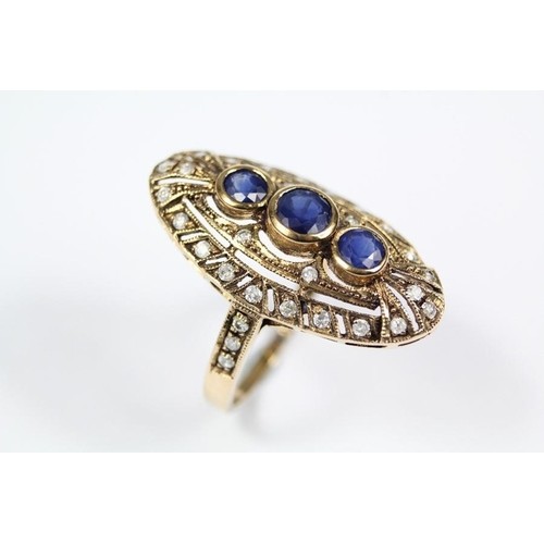 A Victorian sapphire and diamond ring, size , approx gms.