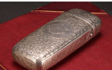 A Victorian silver rounded rectangular cigar or cheroot case...