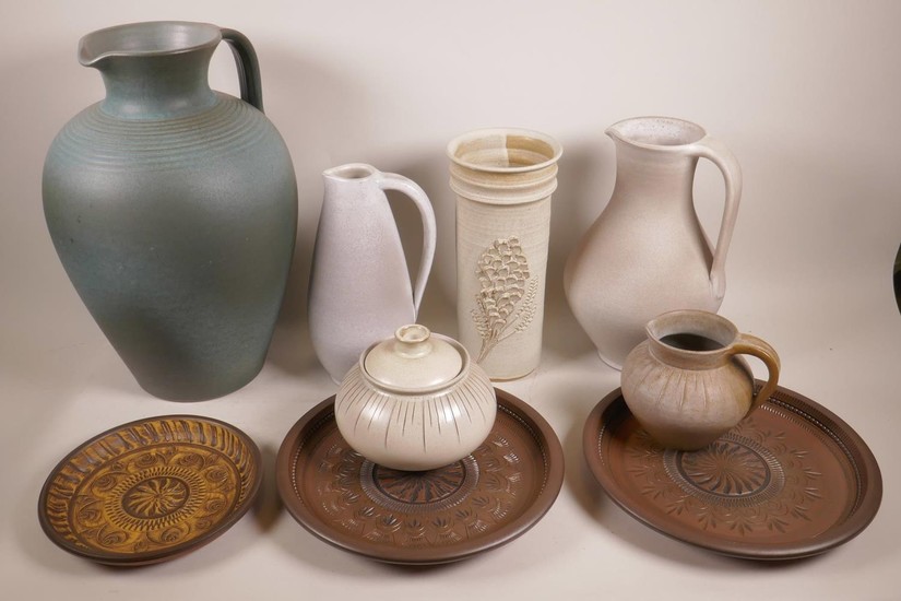 A collection of German 1970s Brockmann studio pottery includ...