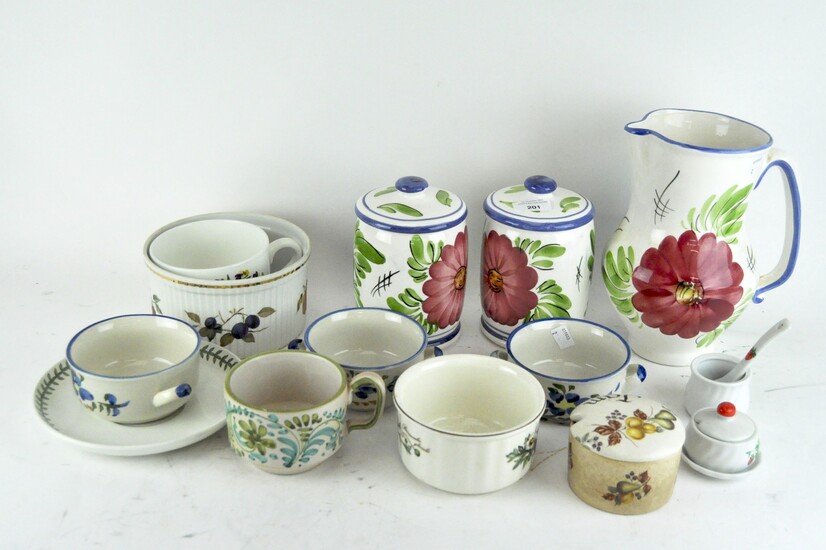A collection of ceramics, including a Royal Worcester Evesham pie dish