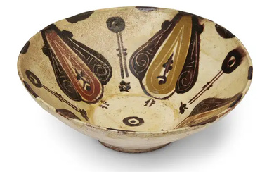 A conical pottery bowl, Nishapur, Northeast Persia, 9th-10th century On near straight...