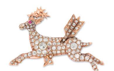 A diamond and rose gold brooch