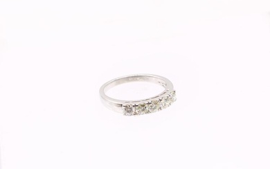 A diamond set 18ct white gold ring, comprising five round...