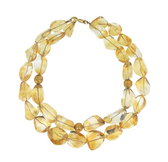 A double row of citrine beads