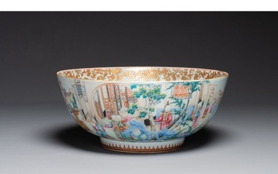 A fine large Chinese Canton famille rose bowl with boys and ...