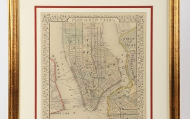 A framed 1866 Mitchell map of New York City