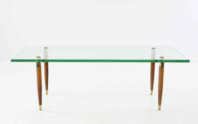A glass and beech coffee table, Örebro Glasindustri AB, 1960/70's.