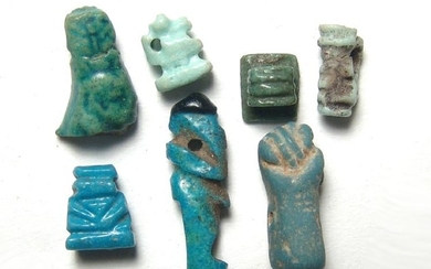 A group of 7 Egyptian faience amulets