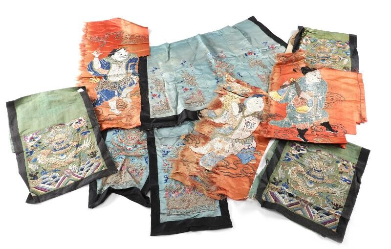 NOT SOLD. A group of Chinese late Qing embroidered textile fragments. (9) – Bruun Rasmussen Auctioneers of Fine Art