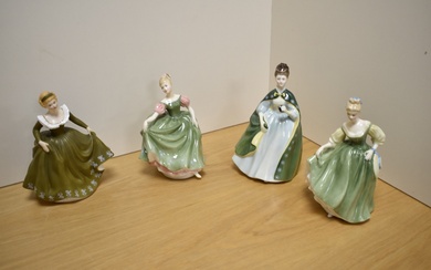 A group of four Royal Doulton bone china figurines, comprising Geraldine HN2348, Michelle HN2234