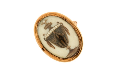 A hairwork and pearl memorial ring, circa 1780