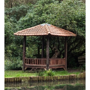 A hardwood garden pavilion