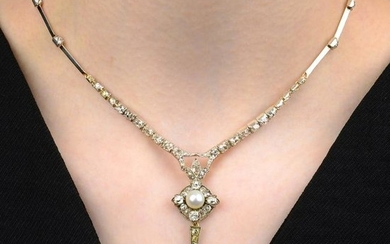 A late Victorian silver and gold, natural pearl and