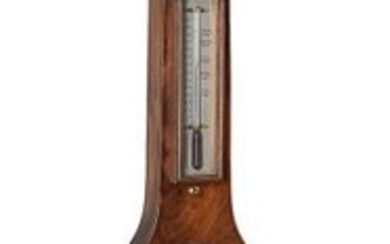 A mahogany and inlaid mercury wheel barometer