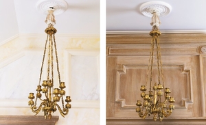 A pair of French gilt-bronze eight-light chandeliers, Paris, late 19th century