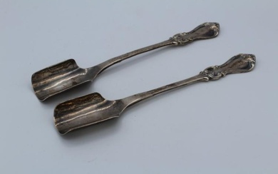 A pair of Victorian silver fiddle, thread and shell pattern...