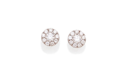 A pair of diamond cluster earrings,, by Cerrone