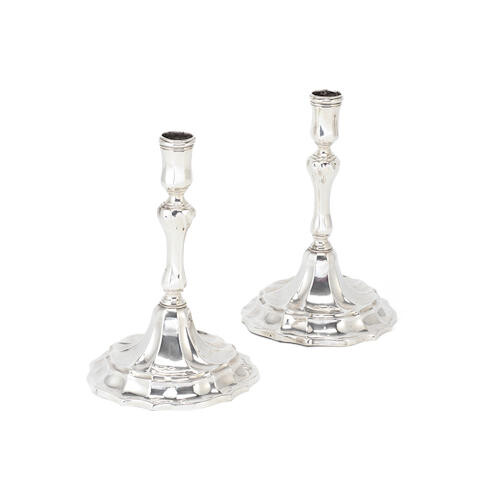 A pair of late 18th century Spanish silver candlesticks