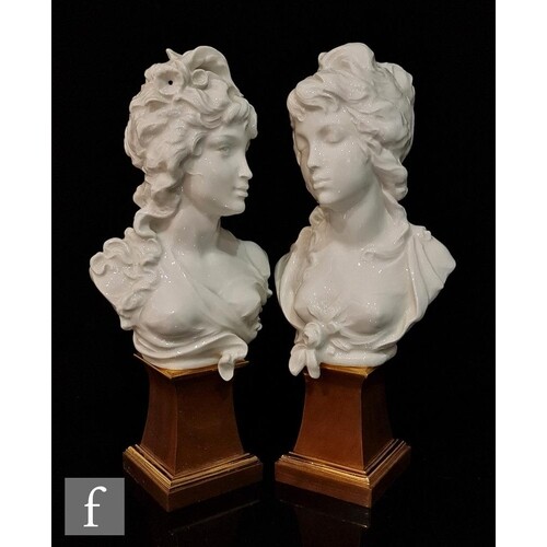 A pair of later 20th Century Royal Worcester busts designed ...