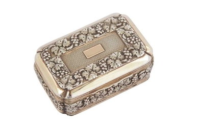 A private collection of snuff boxes and vinaigrettes, lot 1-33: A George III silver gilt snuff box, London 1813 by Thomas Pemberton and Robert Mitchell (reg. 21st July 1813)
