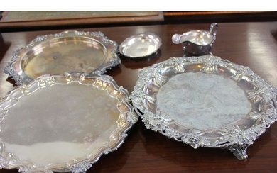 A quantity of silver-plated ware, including cutlery, three s...
