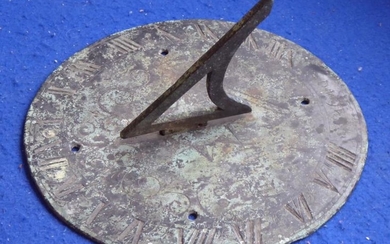 A rare Charles I period patinated circular bronze sundial;...