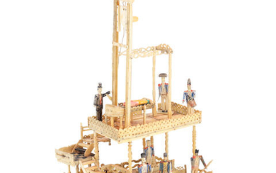 A rare Napoleonic prisoner-of-war working bone model of a guillotine,, early 19th century