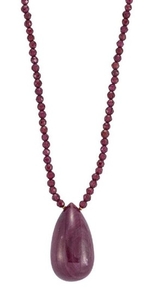 A ruby and garnet necklace, the pear-shaped...